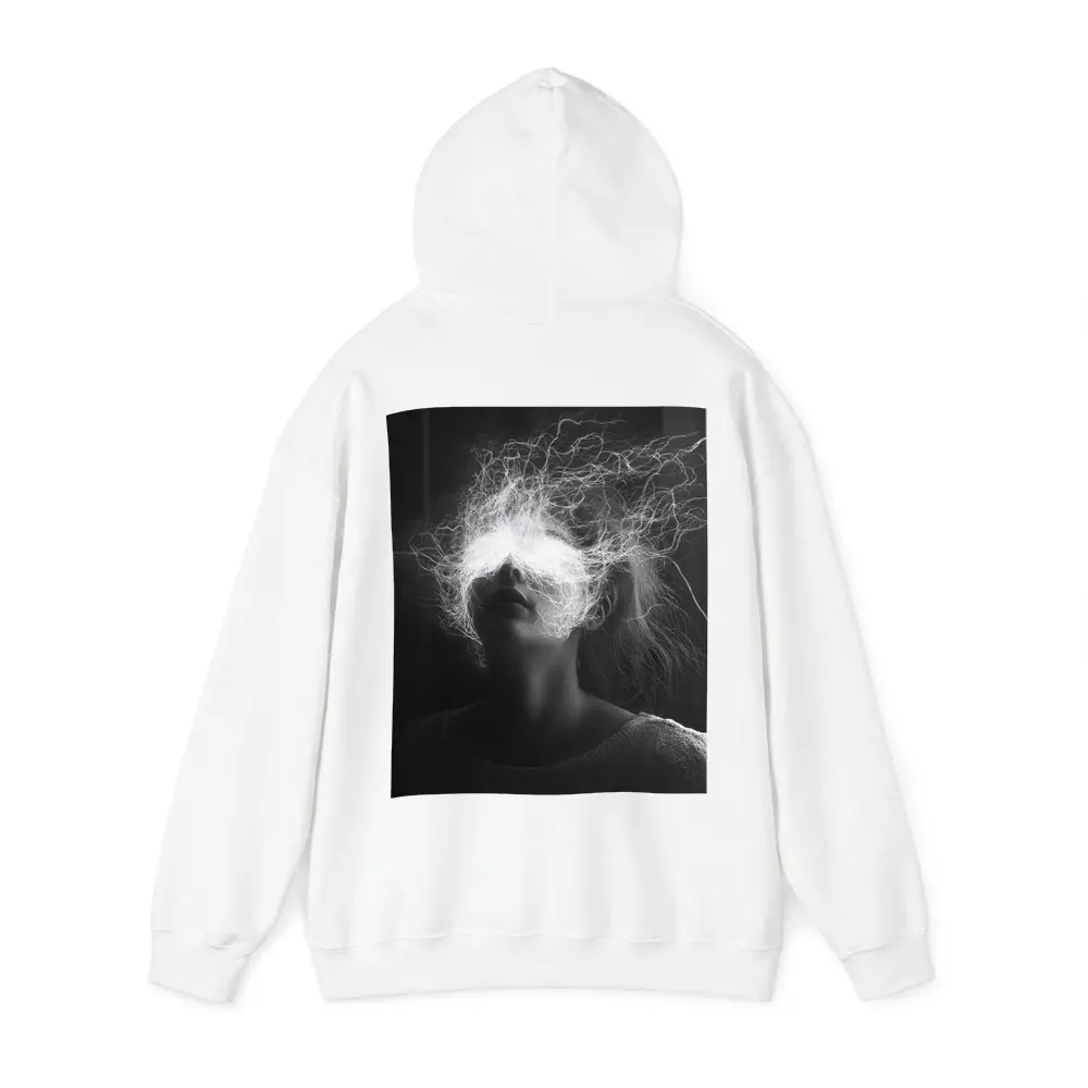 Woman Electric Hair Surreal Black White Portrait – Hoodies