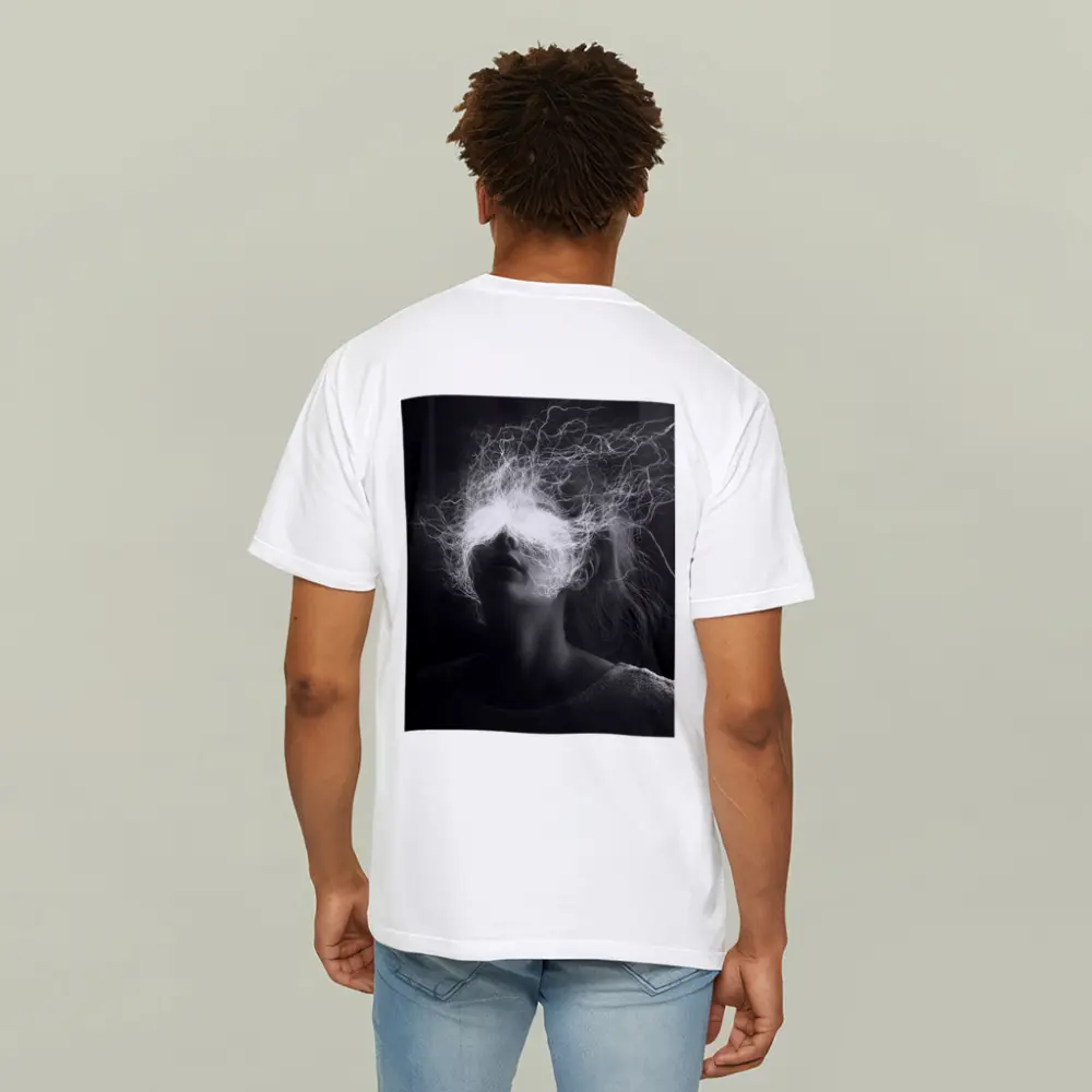Woman Electric Hair Surreal Black White Portrait – T-Shirts