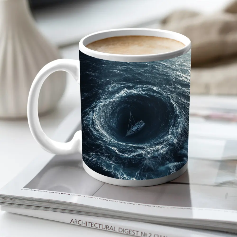 Sailboat Caught In Ocean Whirlpool Storm – Mugs