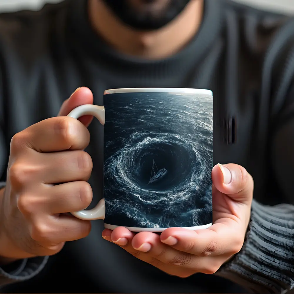Sailboat Caught In Ocean Whirlpool Storm – Mugs