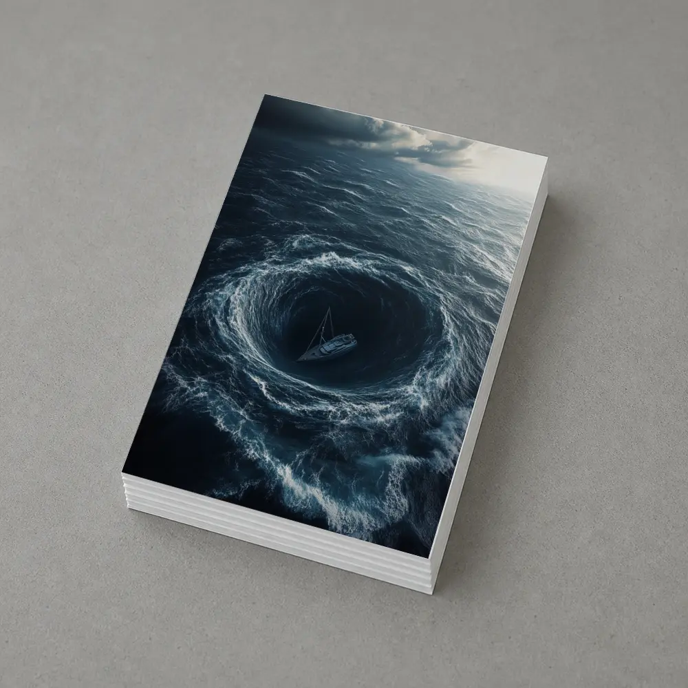 Sailboat Caught In Ocean Whirlpool Storm – Postcards