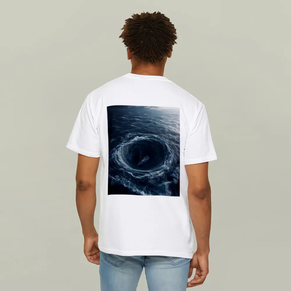 Sailboat Caught In Ocean Whirlpool Storm – T-Shirts