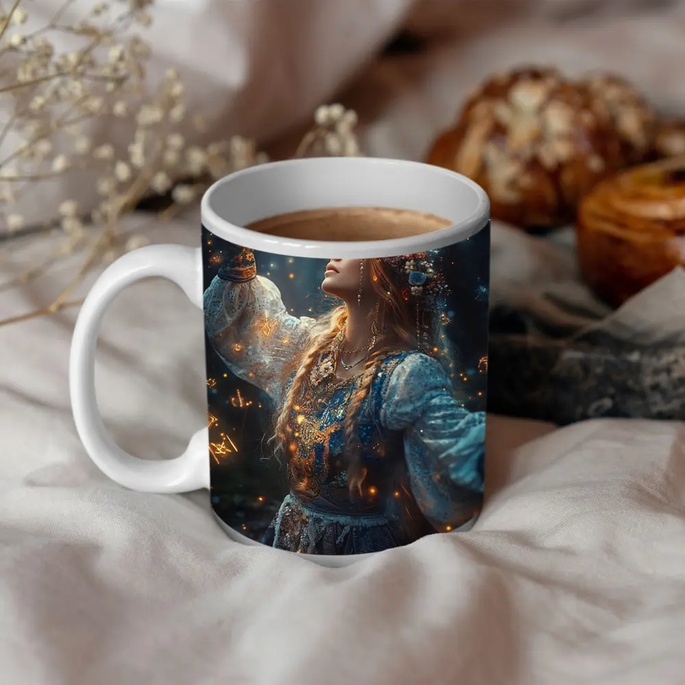 Mystical Woman with Zodiac Symbols Forest – Mugs