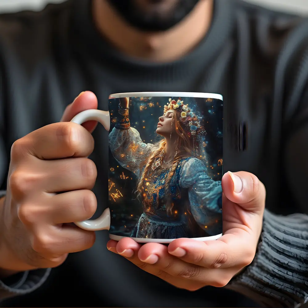 Mystical Woman with Zodiac Symbols Forest – Mugs