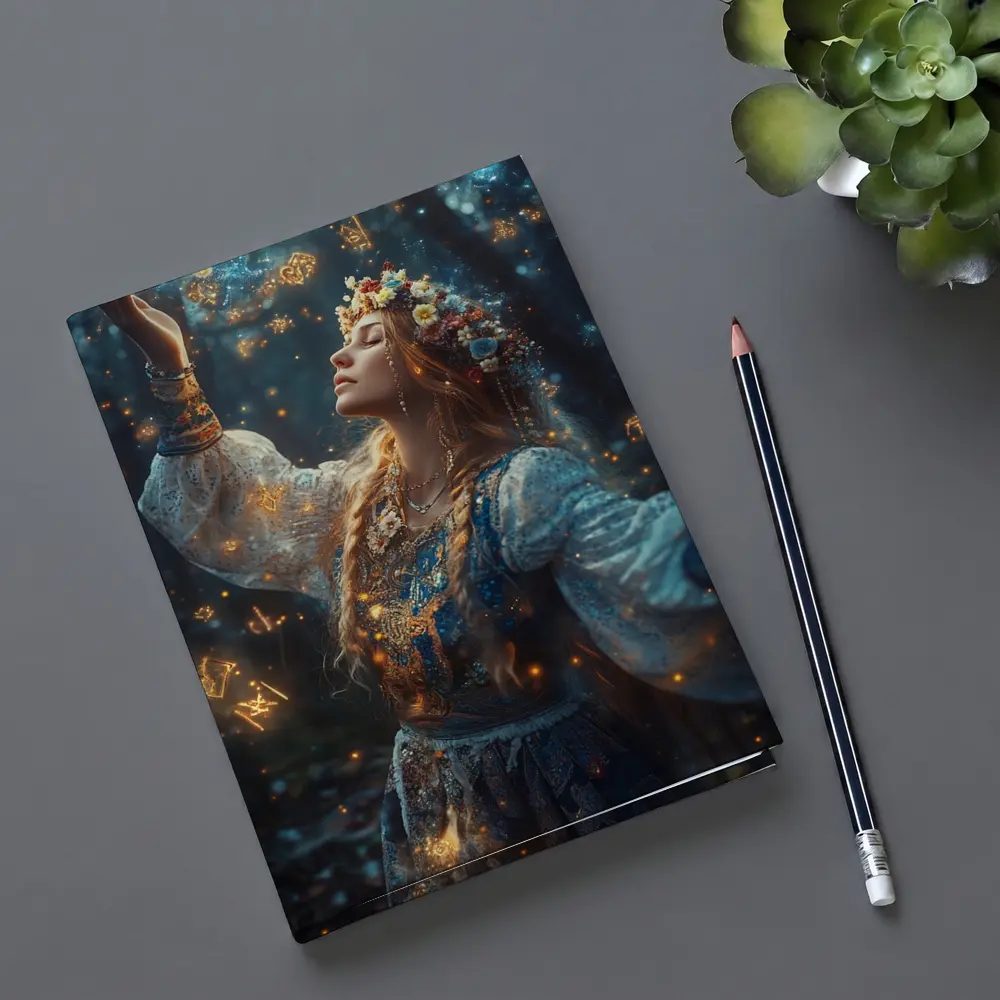 Mystical Woman with Zodiac Symbols Forest – Notebooks