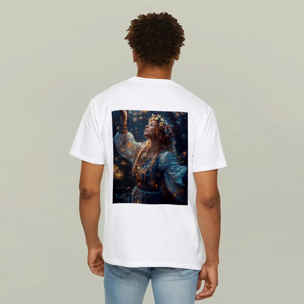 Mystical Woman with Zodiac Symbols Forest – T-Shirts