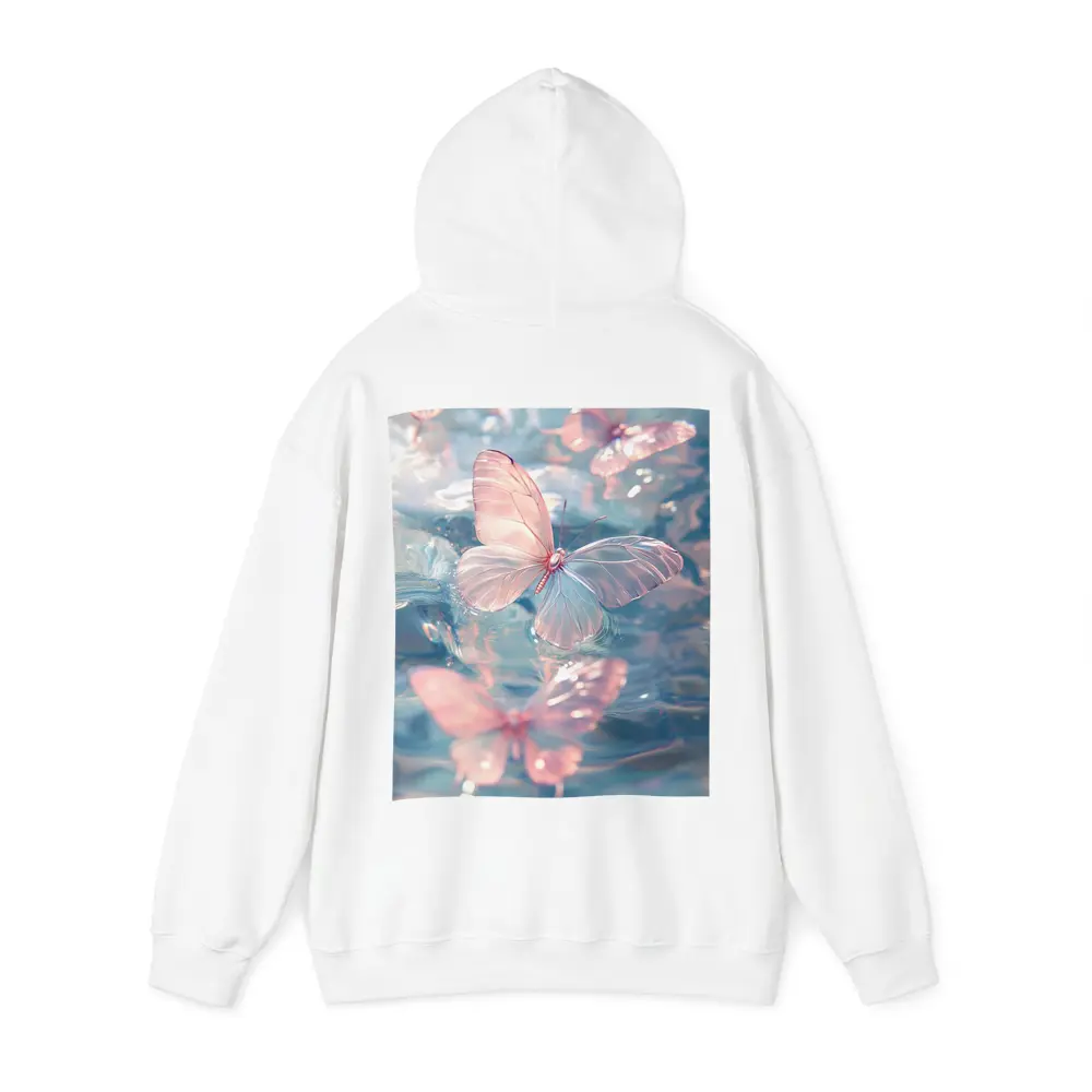 Pink Butterflies Floating On Blue Water – Hoodies