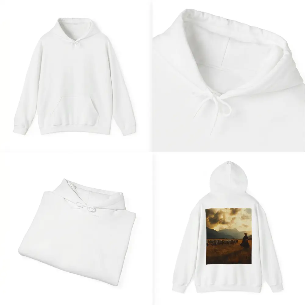 Shepherd With Flock Golden Mountain Sunset – Hoodies