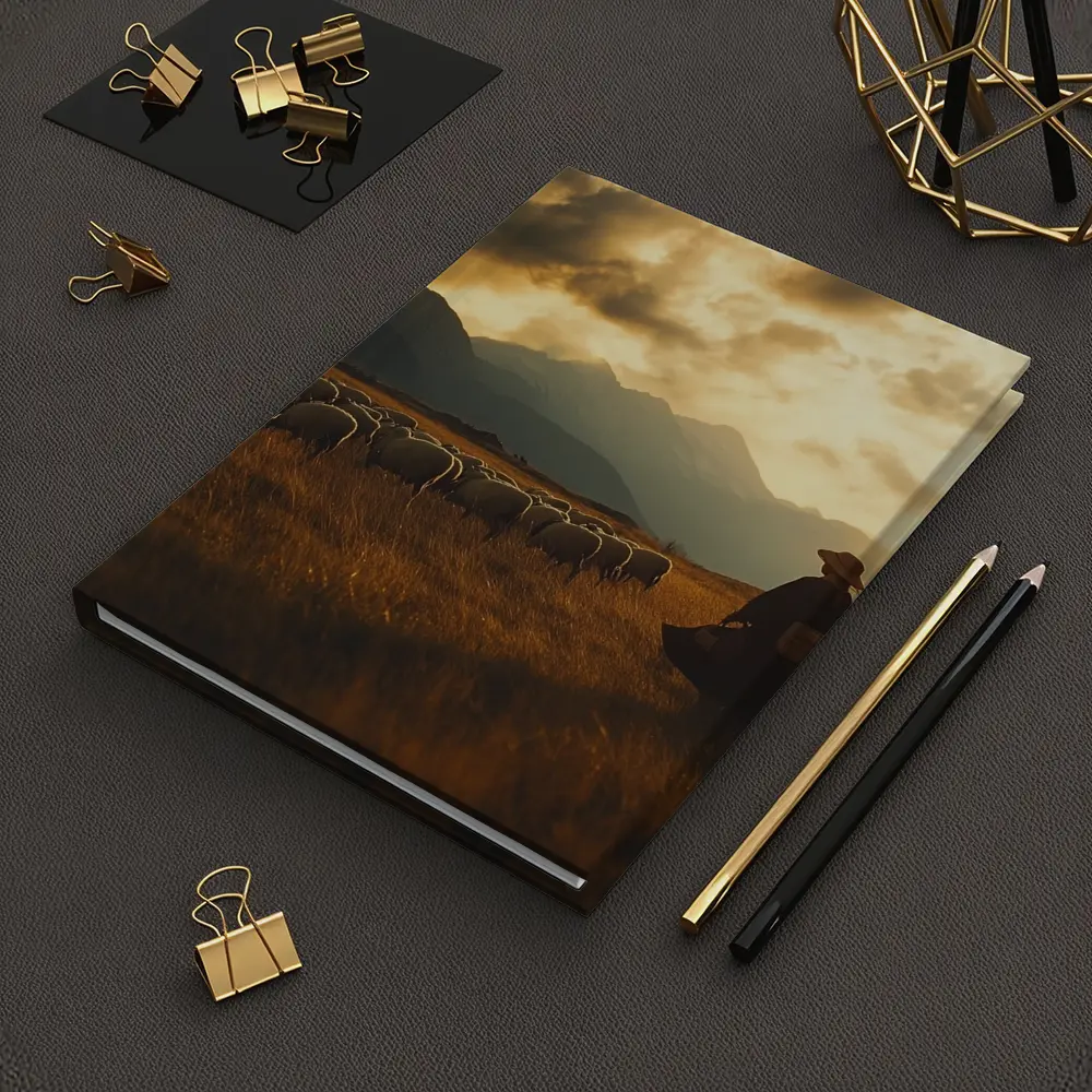 Shepherd With Flock Golden Mountain Sunset – Notebooks