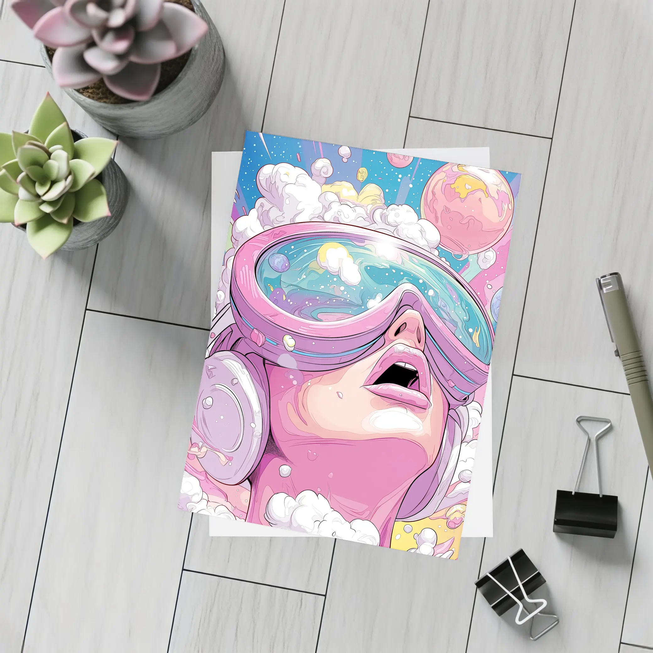 Anime Girl VR Goggles Cosmic Space Dream – Postcards