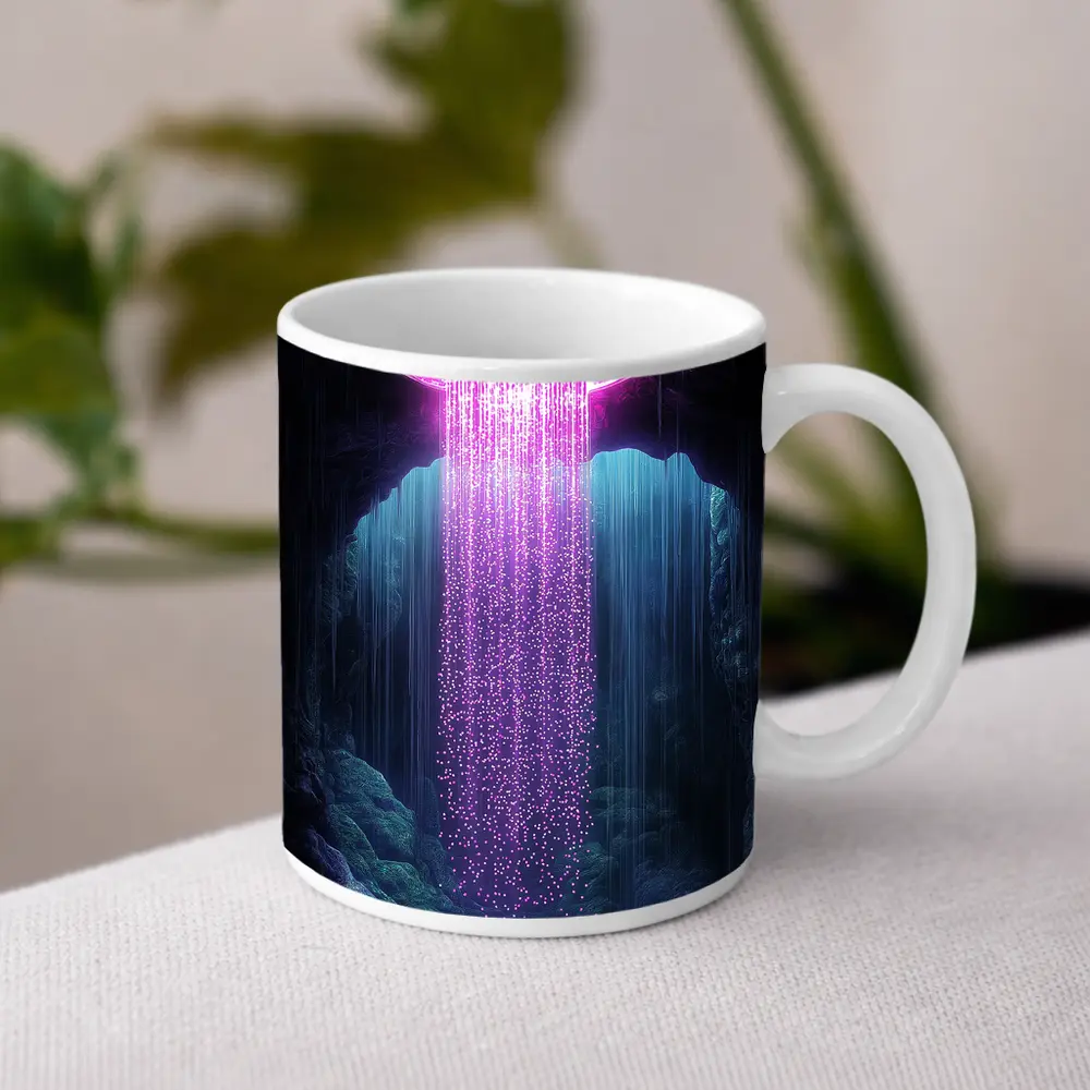 Neon Pink UFO Shower Cave Dark Fantasy – Mugs