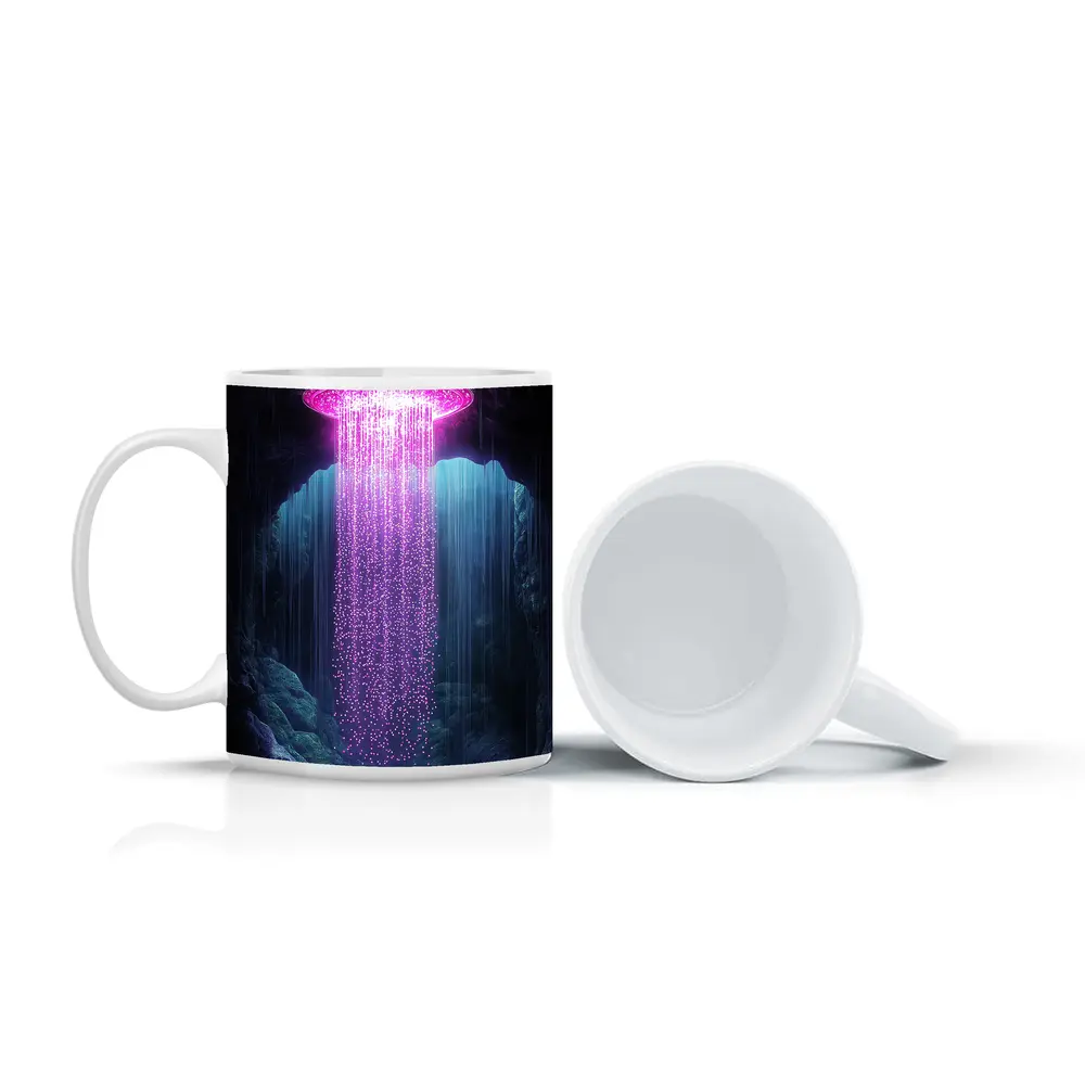Neon Pink UFO Shower Cave Dark Fantasy – Mugs