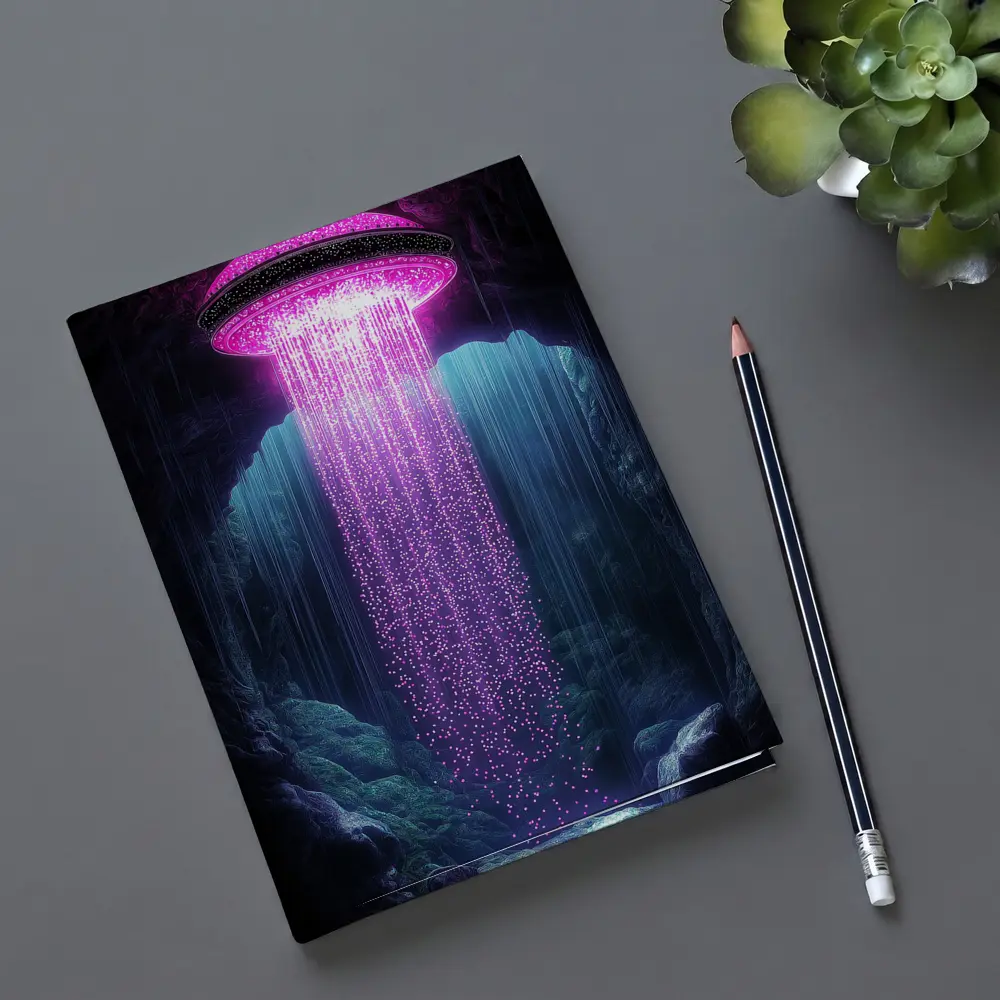 Neon Pink UFO Shower Cave Dark Fantasy – Notebooks