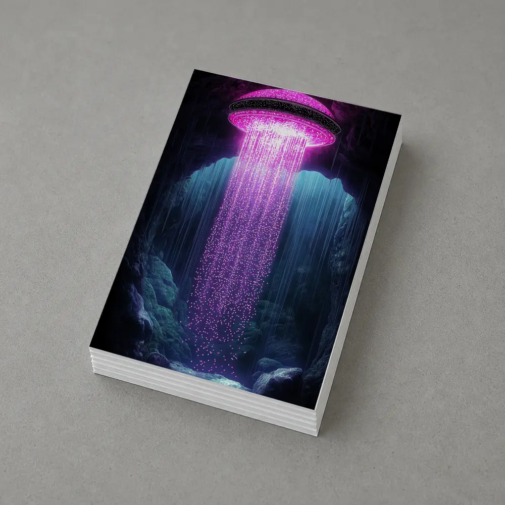 Neon Pink UFO Shower Cave Dark Fantasy – Postcards