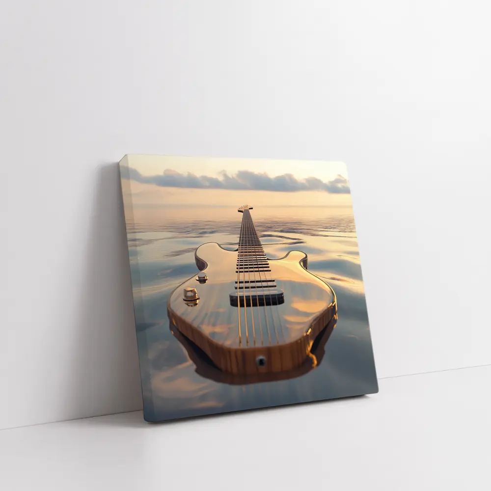 Electric Guitar Floating On Calm Ocean – Wall Art