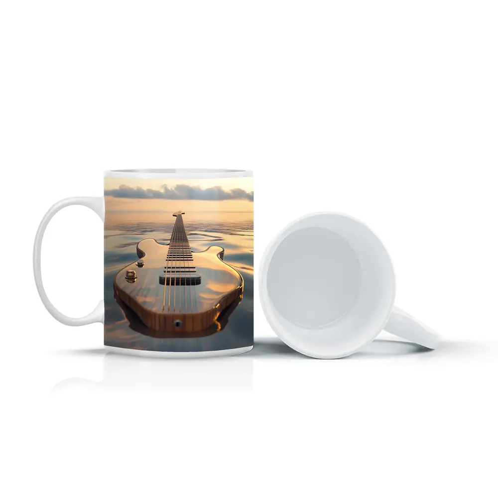 Electric Guitar Floating On Calm Ocean – Mugs