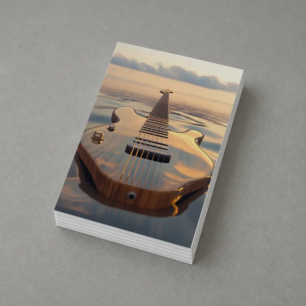 Electric Guitar Floating On Calm Ocean – Postcards