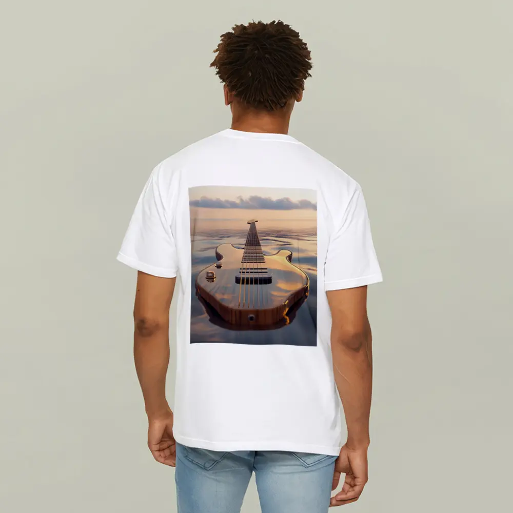 Electric Guitar Floating On Calm Ocean – T-Shirts