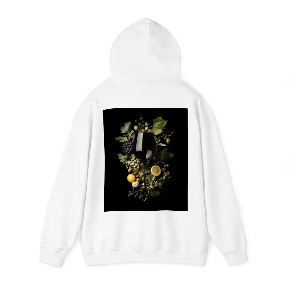Wine Glass Grapes Lemon Dark Background – Hoodies