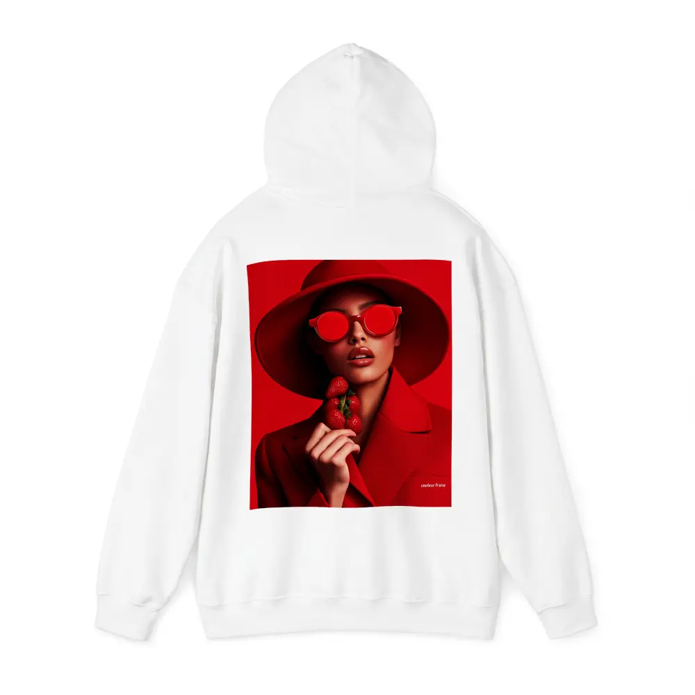 Red Fashion Woman Hat Sunglasses Strawberries – Hoodies