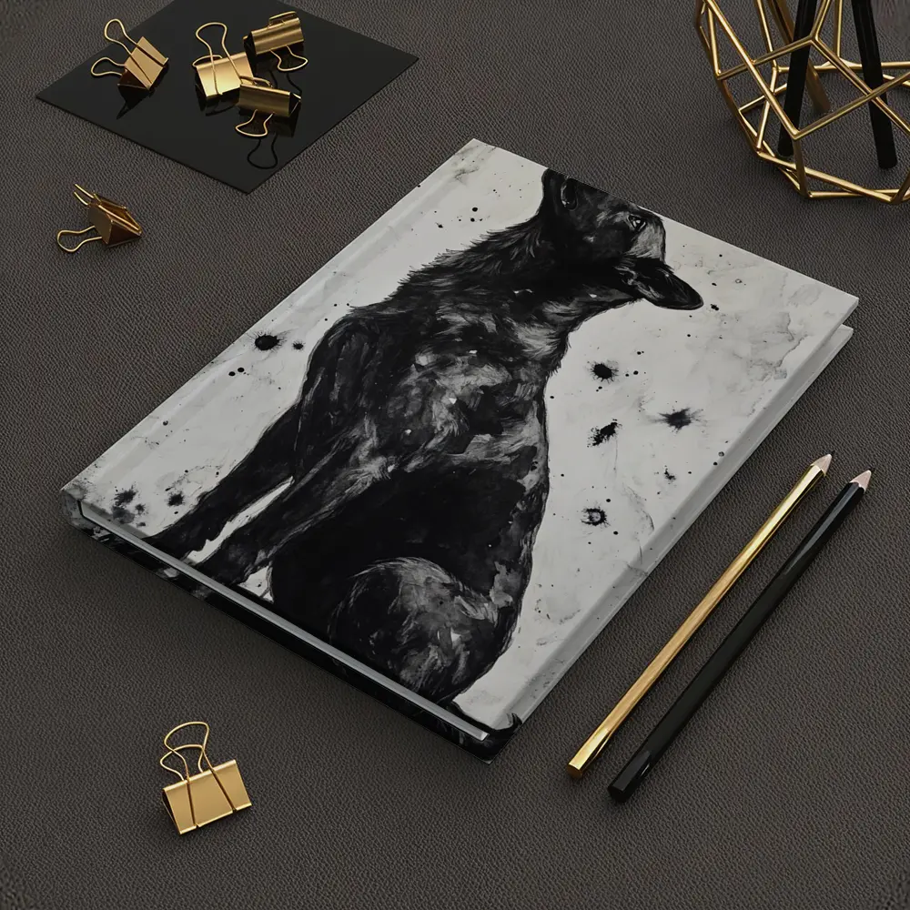Black German Shepherd Howling Ink Art – Notebooks