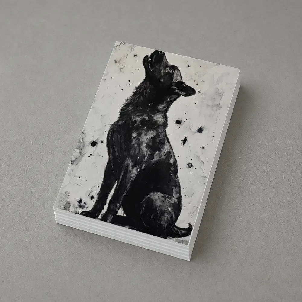 Black German Shepherd Howling Ink Art – Postcards