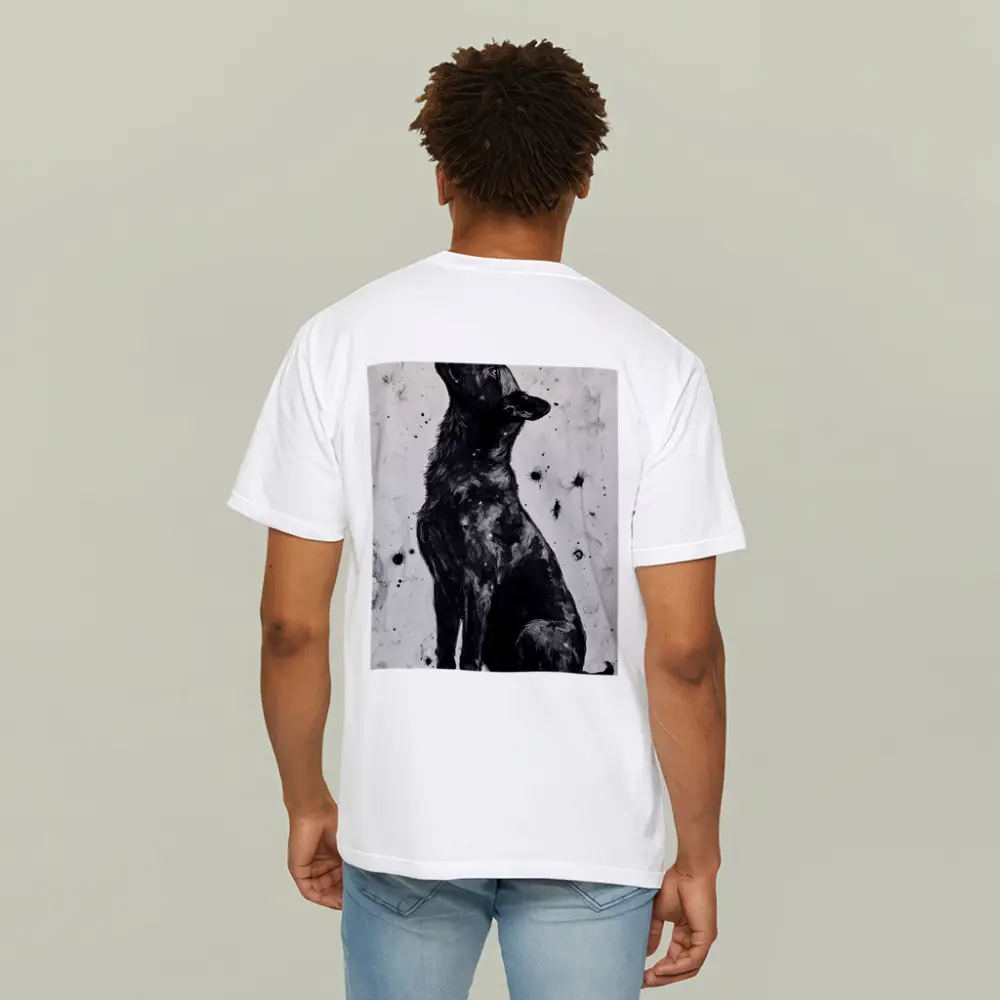 Black German Shepherd Howling Ink Art – T-Shirts