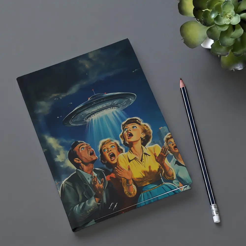 Retro Fifties UFO Invasion Panic City Night – Notebooks