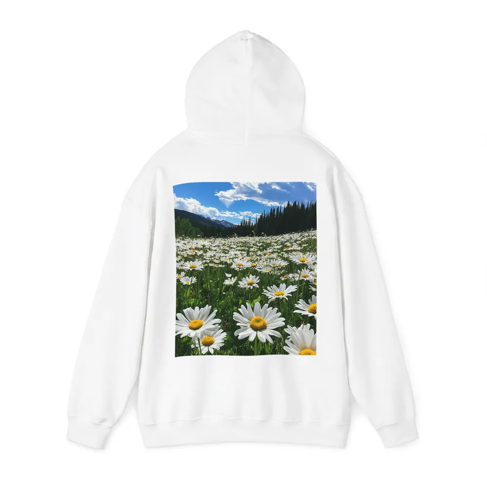 White Daisies Field Mountain Forest Sky – Hoodies