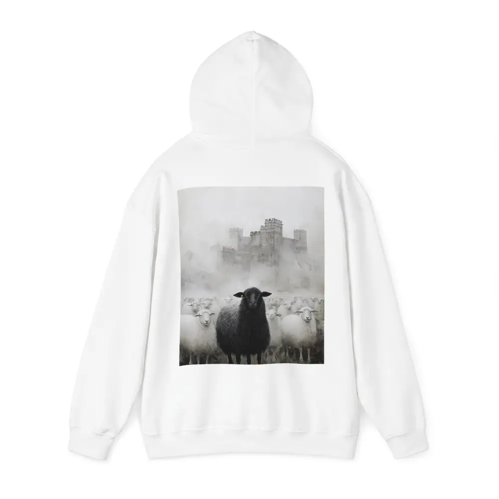 Black Sheep Flock Misty Castle Background – Hoodies