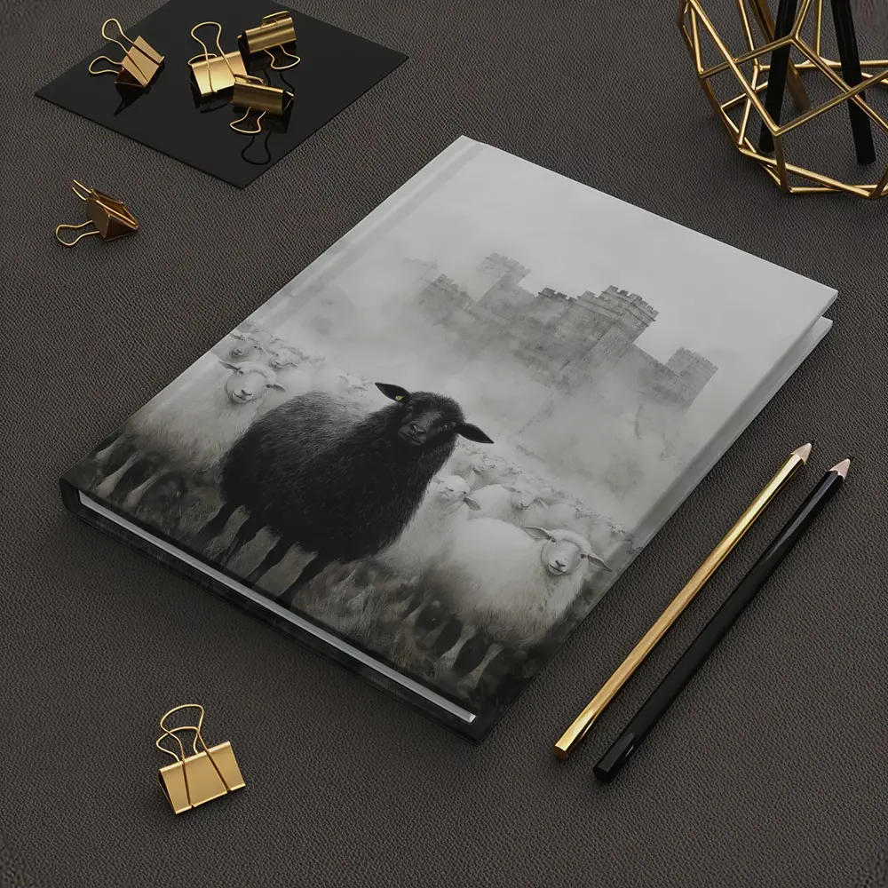 Black Sheep Flock Misty Castle Background – Notebooks