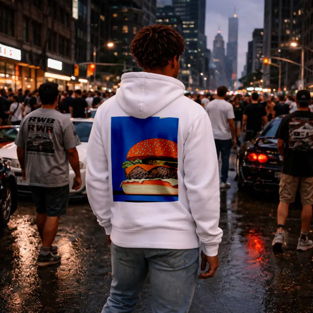 Cheeseburger Pop Art Blue Background – Hoodies