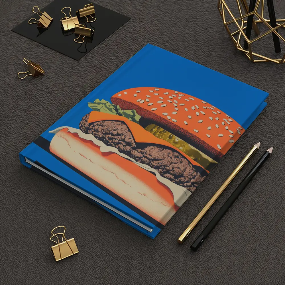 Cheeseburger Pop Art Blue Background – Notebooks