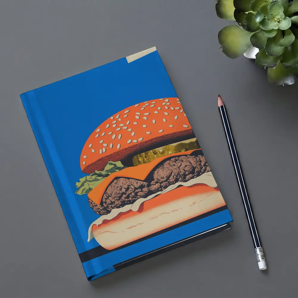 Cheeseburger Pop Art Blue Background – Notebooks