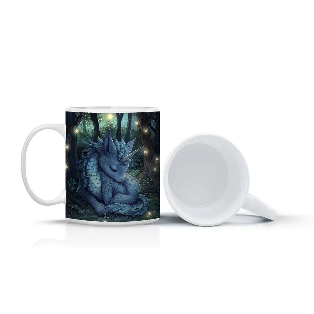 Sleeping Dragon Unicorn Glowing Enchanted Forest – Mugs