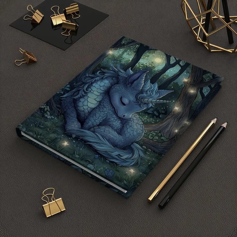 Sleeping Dragon Unicorn Glowing Enchanted Forest – Notebooks