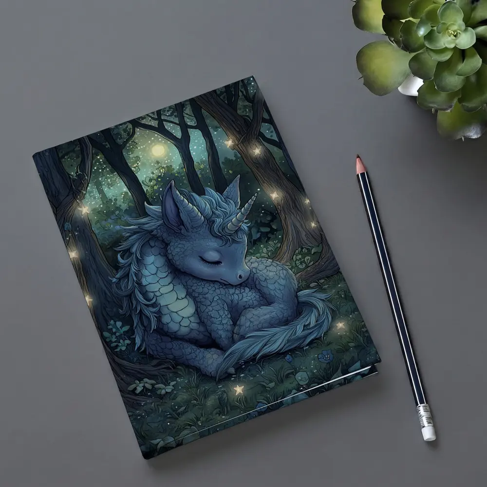 Sleeping Dragon Unicorn Glowing Enchanted Forest – Notebooks