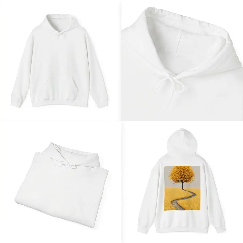 Golden Tree Winding Path Yellow Field – Hoodies