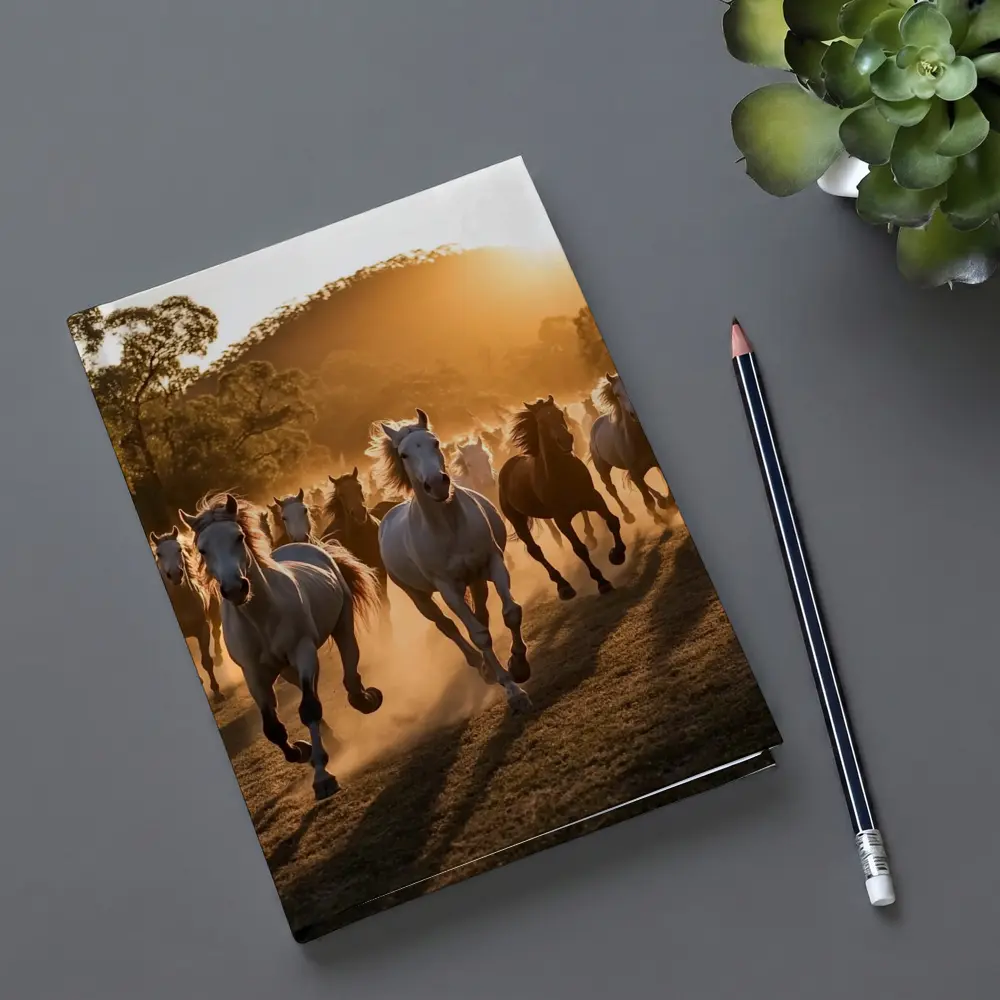 Wild Horses Running at Golden Sunset – Notebooks
