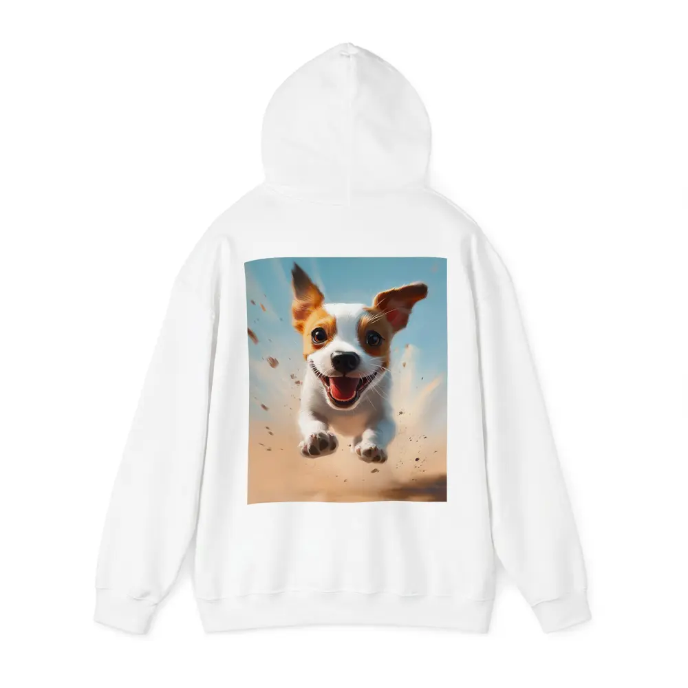 Jack Russell Puppy Running Sandy Blue Sky – Hoodies