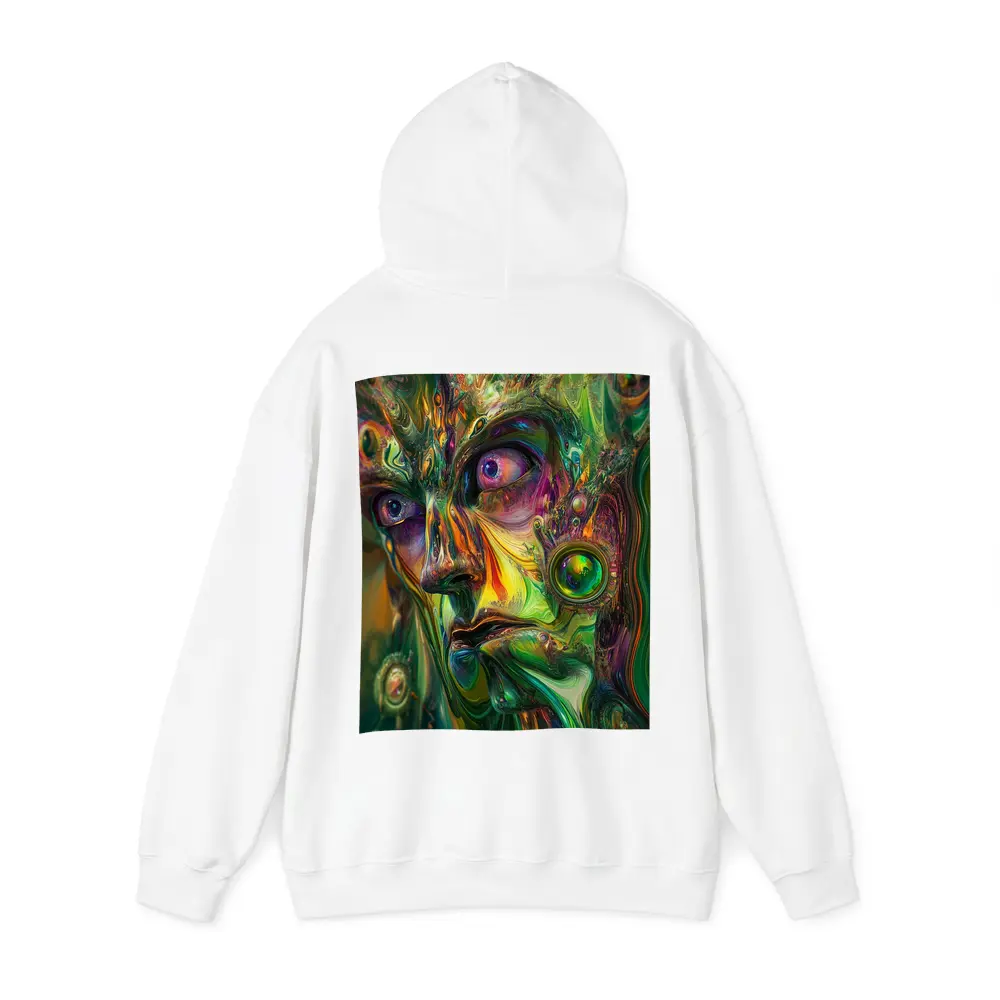 Psychedelic Abstract Face Green Swirling Art – Hoodies
