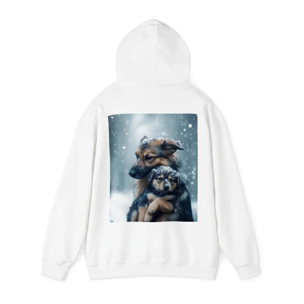 German Shepherd Hugging Puppy In Snow – Hoodies