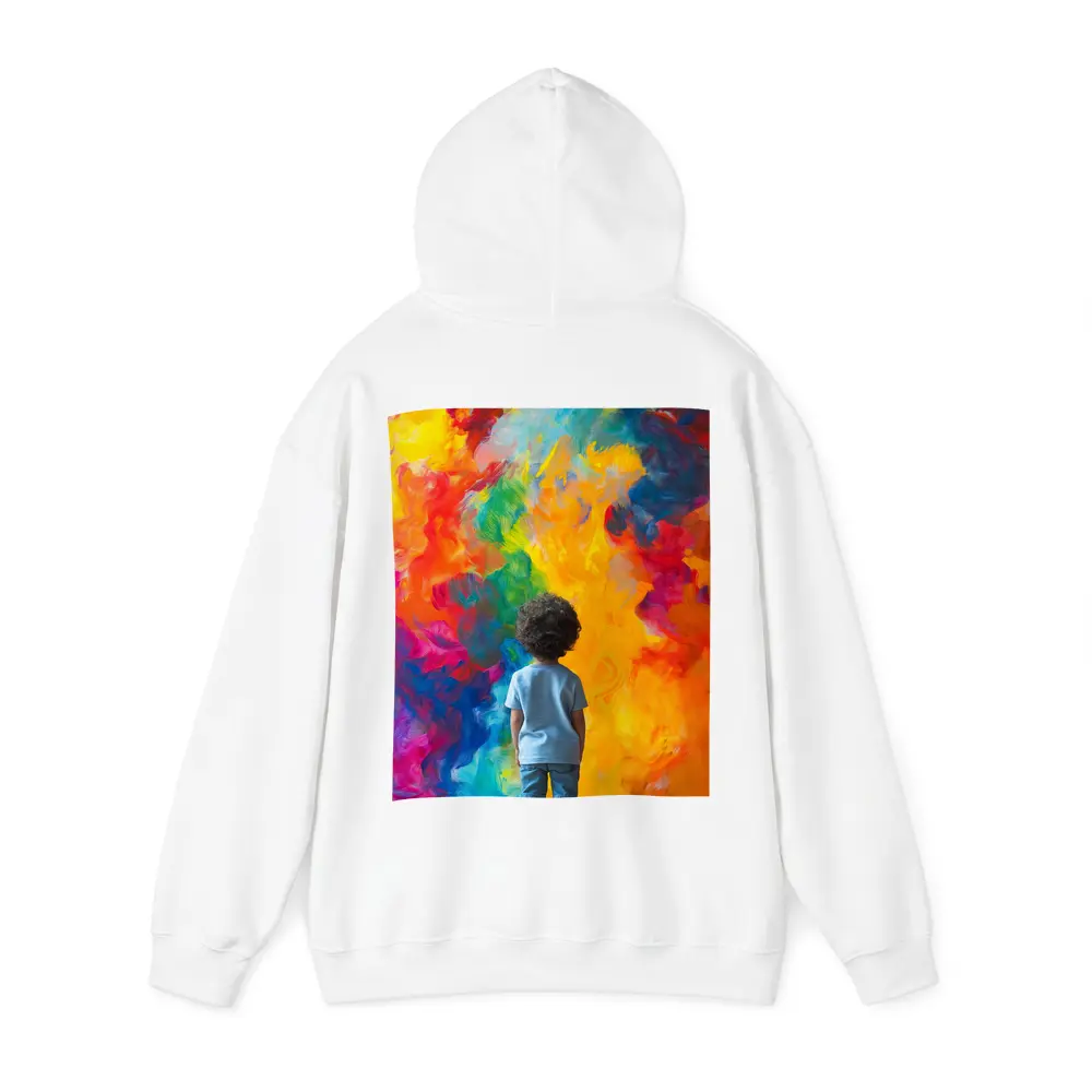 Child Standing Before Colorful Abstract Painting – Hoodies