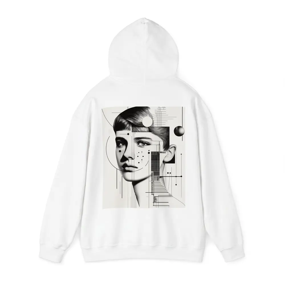 Abstract Woman Face Black White Geometric Art – Hoodies