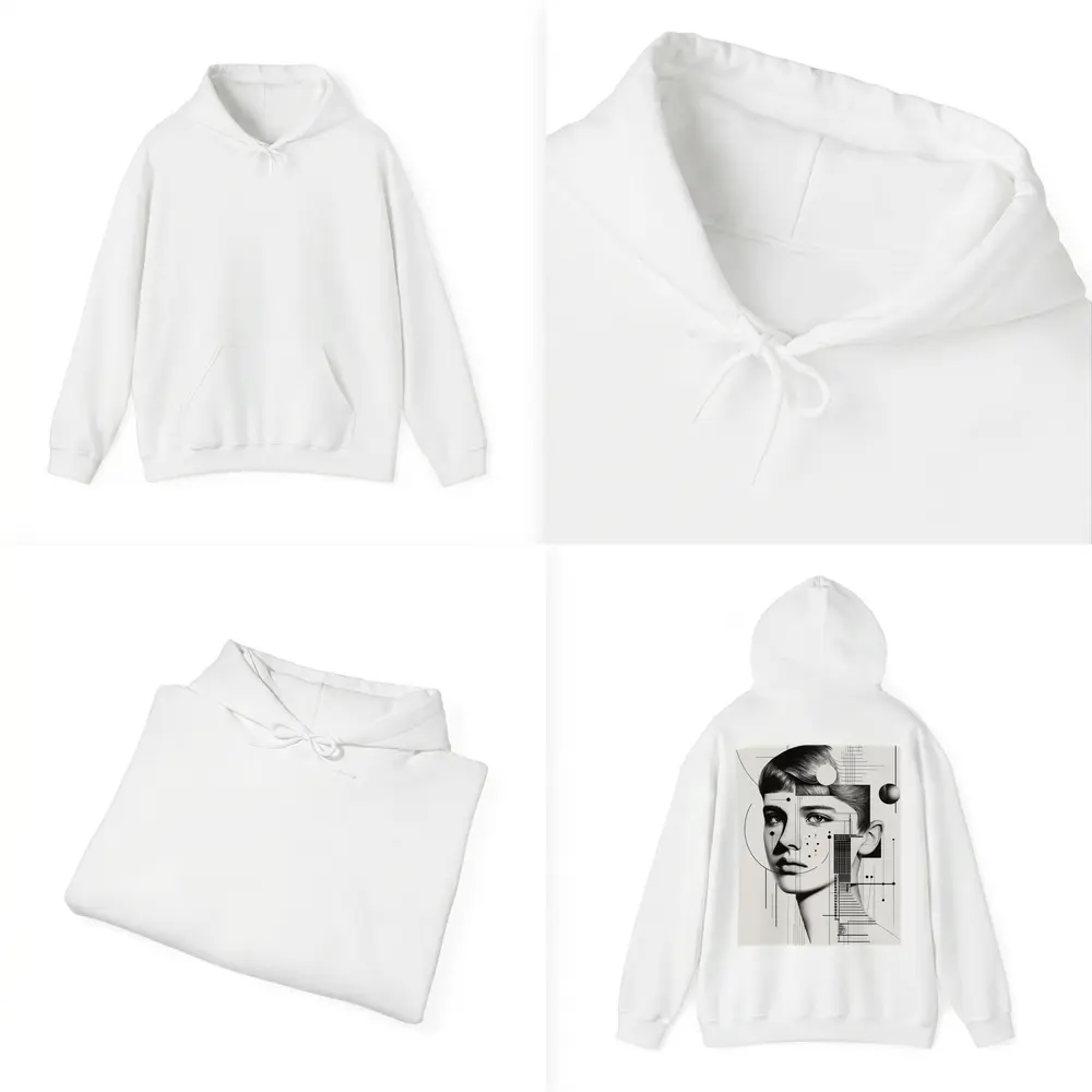 Abstract Woman Face Black White Geometric Art – Hoodies