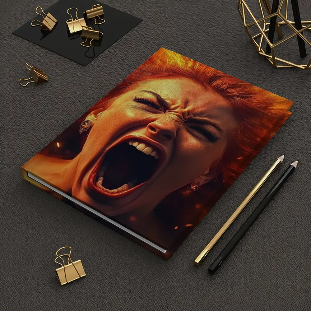 Screaming Woman Red Fire Hair Explosion – Notebooks