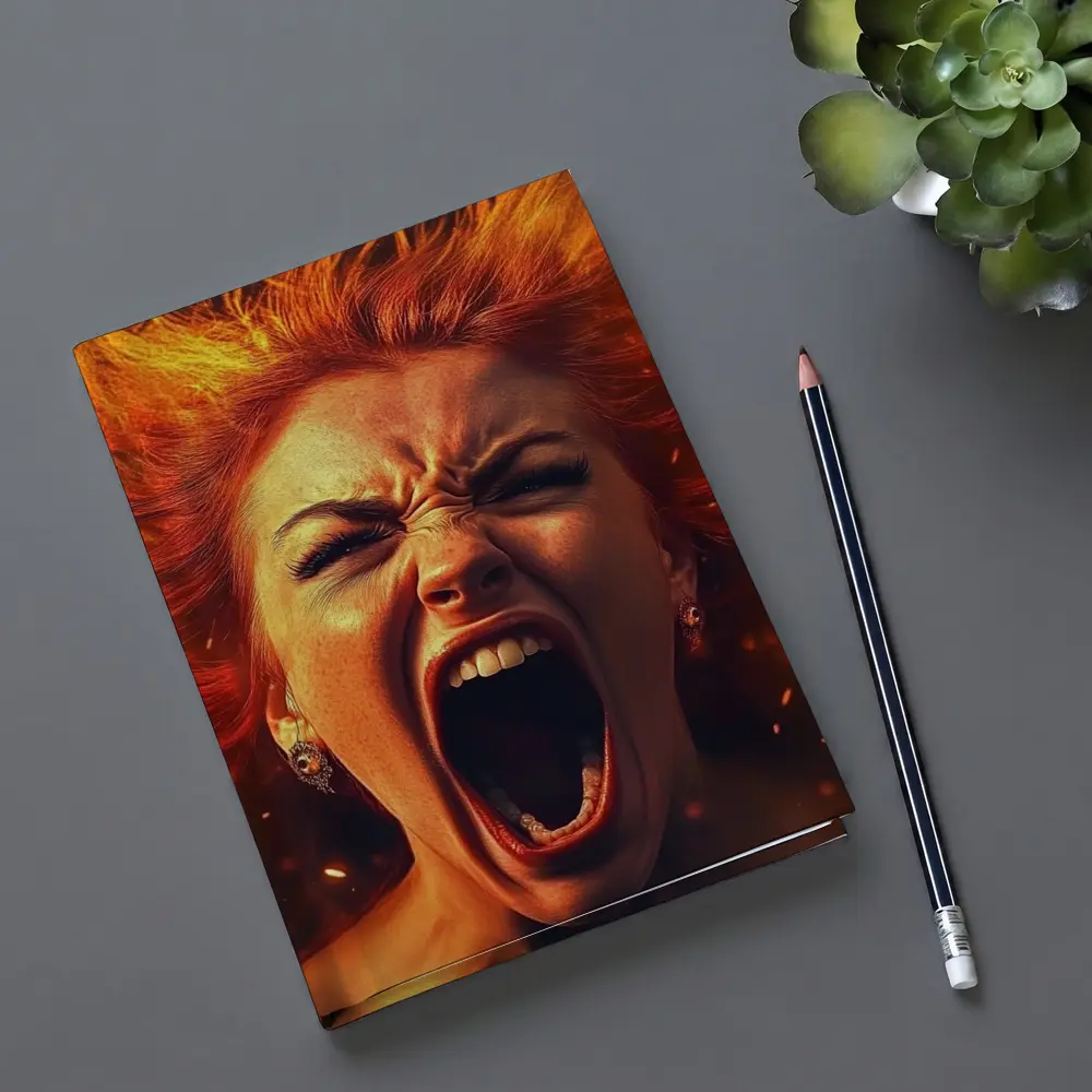 Screaming Woman Red Fire Hair Explosion – Notebooks