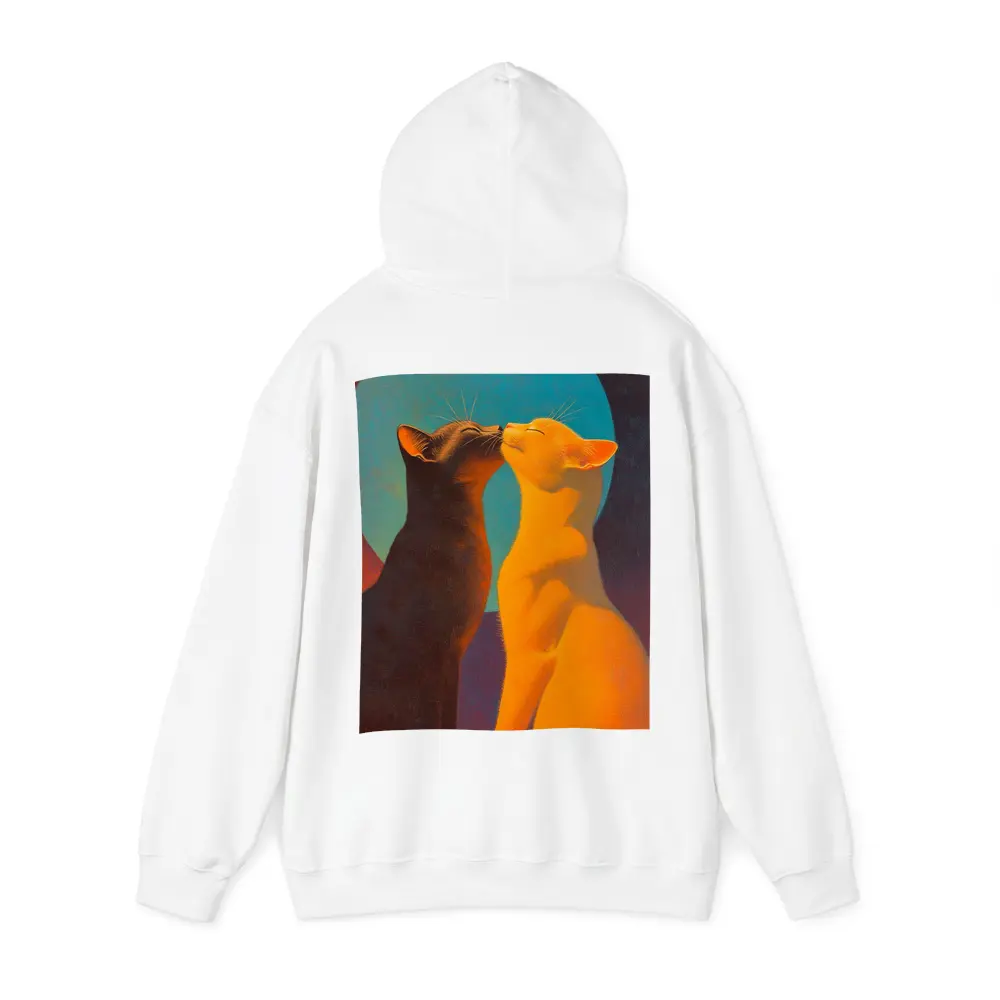 Two Cats Nuzzling Under Blue Moon – Hoodies
