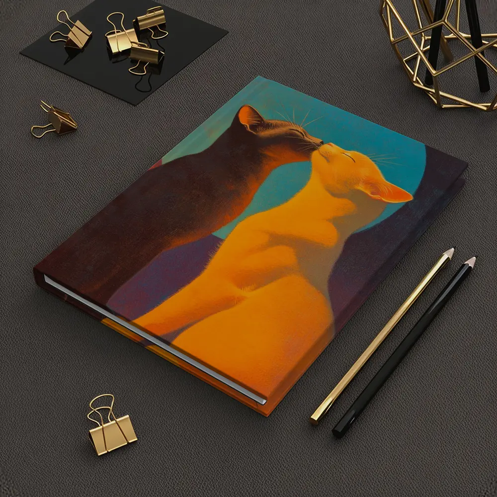 Two Cats Nuzzling Under Blue Moon – Notebooks