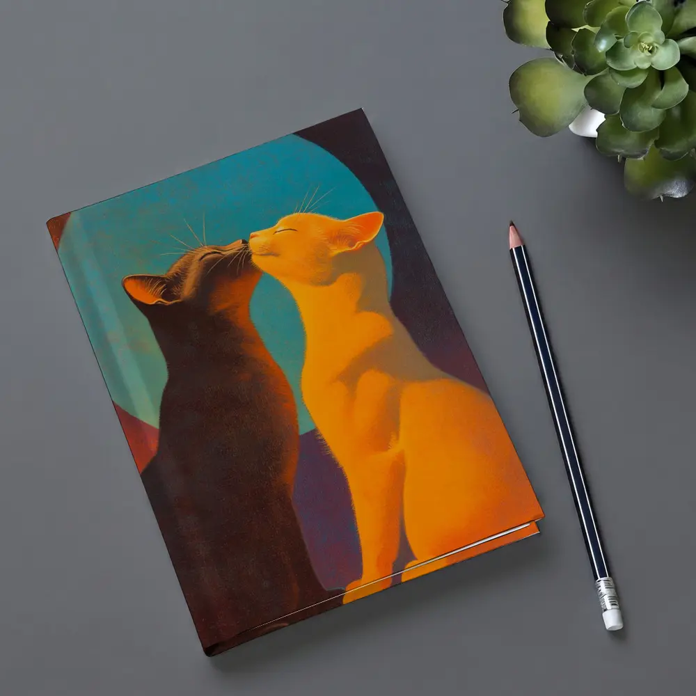 Two Cats Nuzzling Under Blue Moon – Notebooks